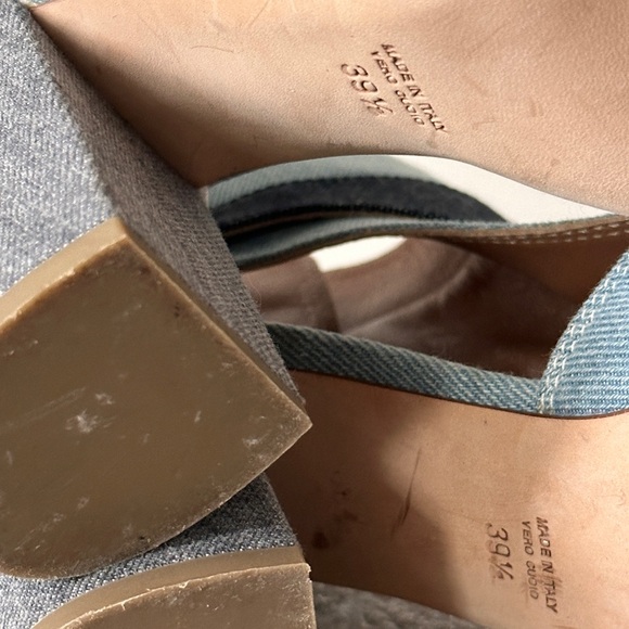 Multi Contrasting Jean Cutout Sandal By Laurence Dacade Size 39.5  4" Heel - Picture 14 of 16